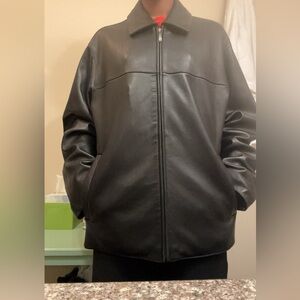 Claiborne Outwear Authentic Leather XL/EXG Jet Black Coat
